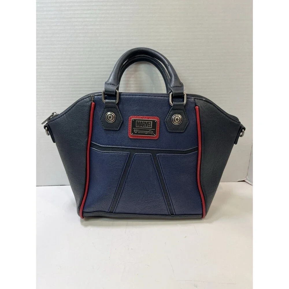 Loungefly Marvel Captain America Cosplay Crossbody Bag Silver Star Faux Leather